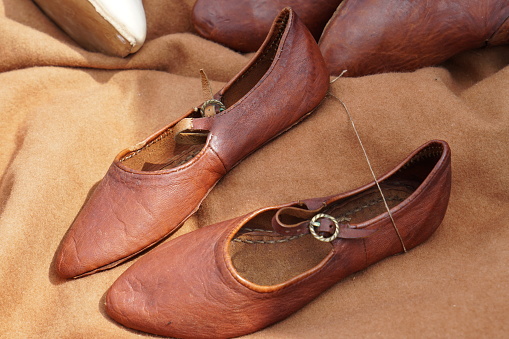 Homemade Leathershoes on medieval market
