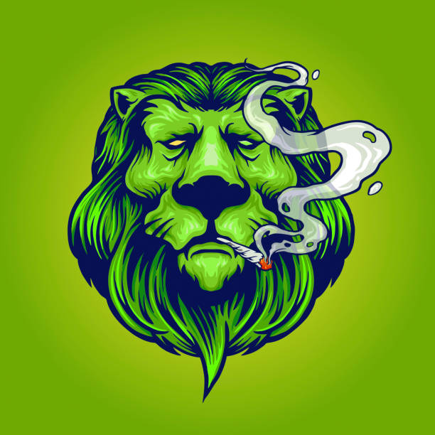 Green Lion Weed Smoke illustrations for your work Logo, mascot merchandise t-shirt, stickers and Label designs, poster, greeting cards advertising business company or brands Green Lion Weed Smoke illustrations for your work Logo, mascot merchandise t-shirt, stickers and Label designs, poster, greeting cards advertising business company or brands marijuana tattoo stock illustrations
