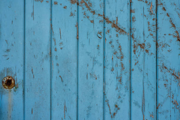 Old withered door shot up closely