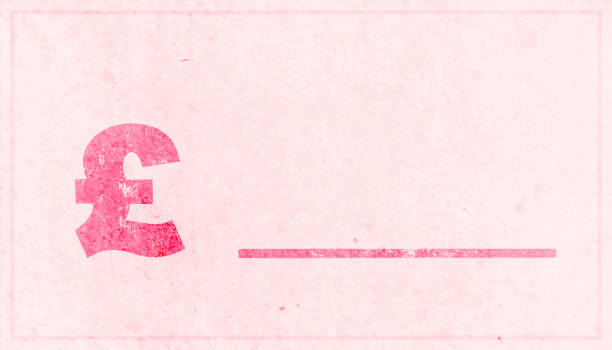 rot gefärbt great british pound oder uk währungszeichen oder symbol gefolgt von einer leeren linie oder strich über horizontal verwitterten pastell hell rosa farbige grunge wand strukturiert grunge vektor hintergründe - red backgrounds pastel colored abstract stock-grafiken, -clipart, -cartoons und -symbole