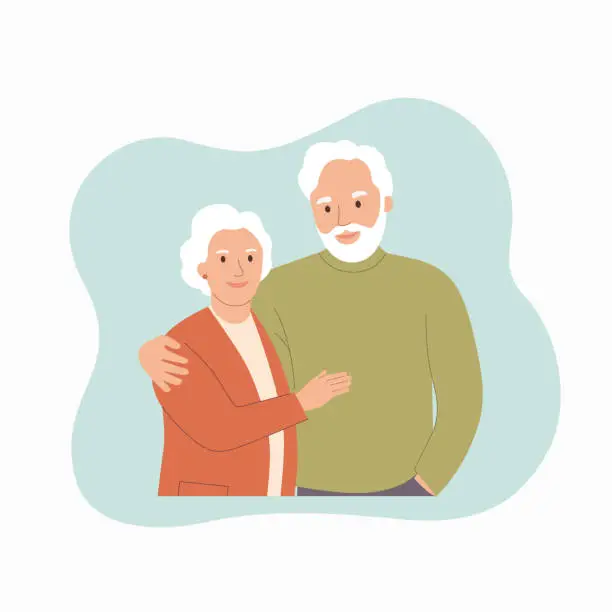 Vector illustration of Elderly woman and man isolated. Vector flat style cartoon illustration.