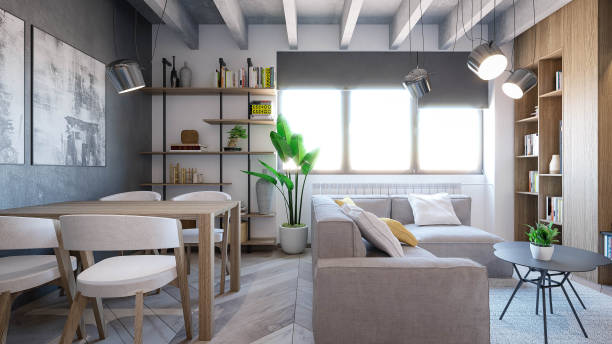 istock Interior Design. Architecture. Computer generated image of living room. Architectural Visualization. 3D rendering. 1311583757