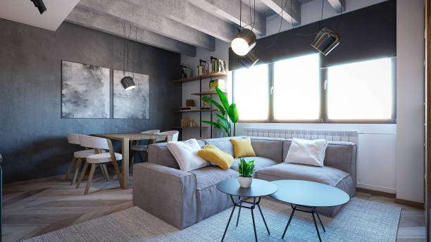 istock Interior Design. Architecture. Computer generated image of living room. Architectural Visualization. 3D rendering. 1311583773