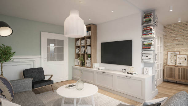 istock Interior Design. Architecture. Computer generated image of living room. Architectural Visualization. 3D rendering. 1311583927
