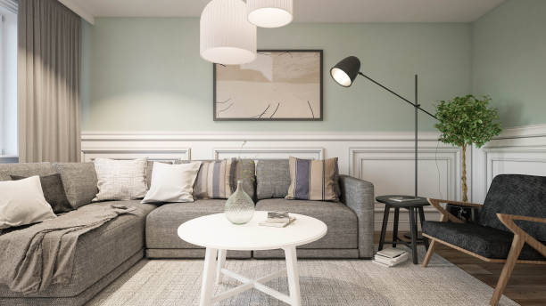 istock Interior Design. Architecture. Computer generated image of living room. Architectural Visualization. 3D rendering. 1311583986