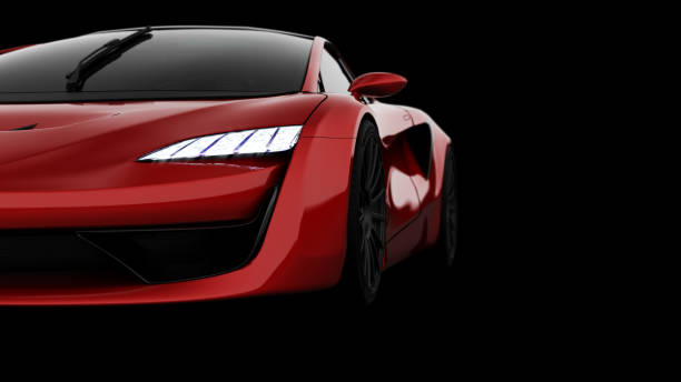 istock red sportscar silhouette on black background 1311588895
