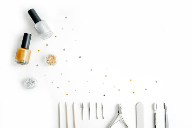 istock Tools of manicure set on white background. 1311591208