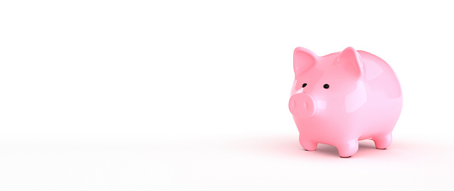 Pink piggy bank on the white background. 3d illustration.