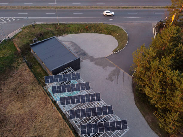 istock solar panel charging station for electric vehicles near the highway 1311599742