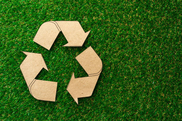 istock Recycling eco concept with cardboard recycle sign 1311599906
