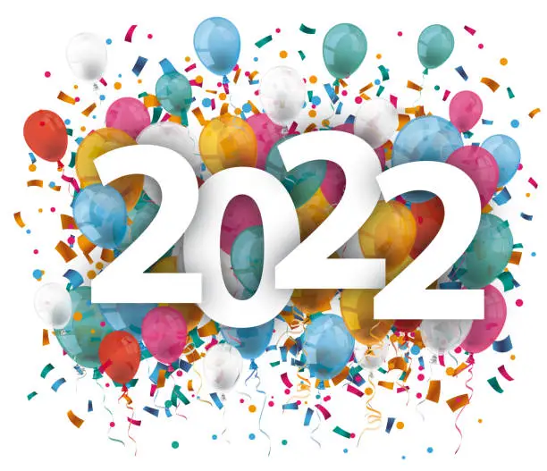 Vector illustration of 2022 Balloons Confetti