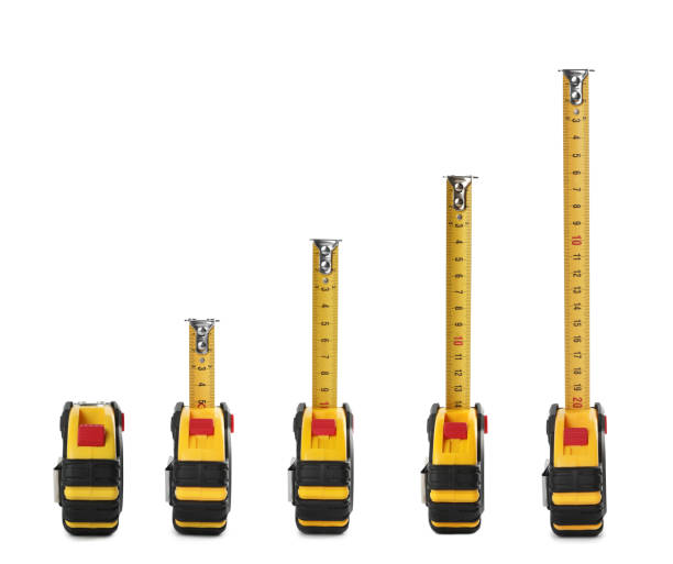 istock Set with measuring tapes on white background 1311601215