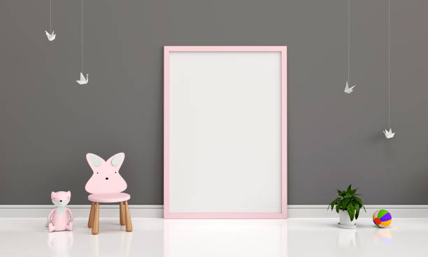istock picture frame on floor in room and cute chair, 3d rendering 1311602551