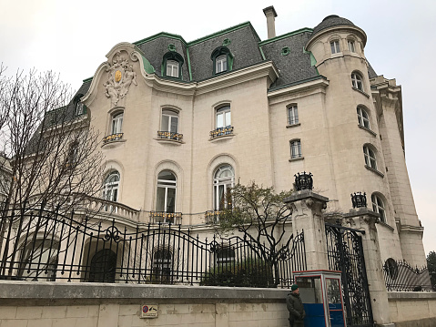 Vienna, Austria - November 11, 2018:  The beautiful building of the French embassy in Vienna, Austria.