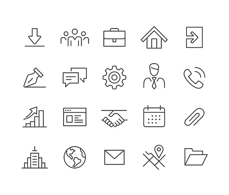 Editable Stroke - Business Homepage Icons - Line Icons