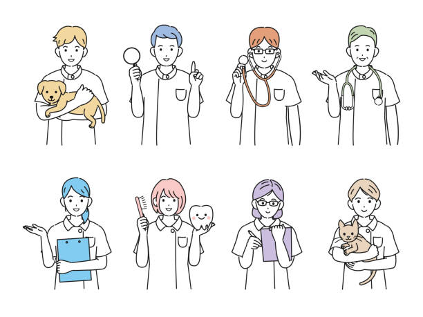 illustrazioni stock, clip art, cartoni animati e icone di tendenza di illustrazione medico e infermiere - white background nurse occupation people