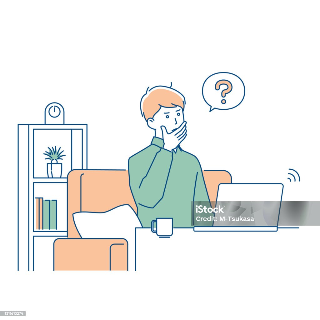 Question Mark Remote Remote Work Man With A Question Mark 3 Colors Stock Illustration ...
