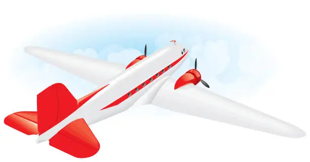 Vector illustration of Legendary Douglas DC-3 old propeller-driven airliner