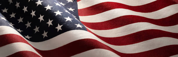 American Wave Flag Background. USA National flag of the United States of America flag backdrop stock pictures, royalty-free photos & images