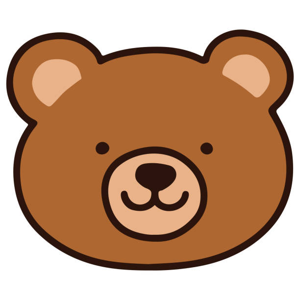 illustrations, cliparts, dessins animés et icônes de tête simple et mignonne d’ours décrite - fluffy bear cute friendship