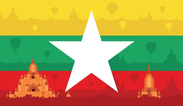 Vector illustration of Myanmar flag