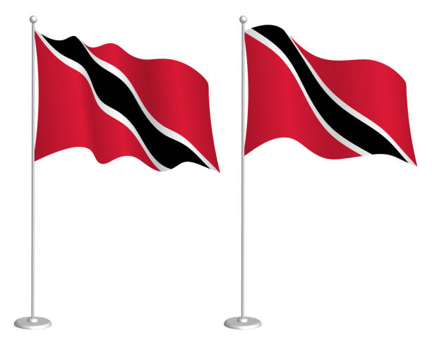 istock flag of Trinidad and Tobago on flagpole waving in wind. Holiday design element. Checkpoint for map symbols. Isolated vector on white background 1311624645