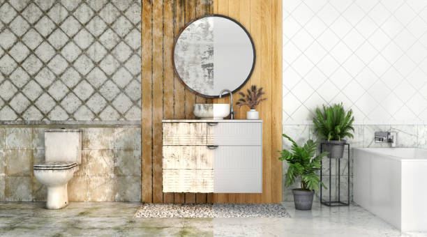 istock 3d render of dirty and clean bathroom  3d illustration 1311627614
