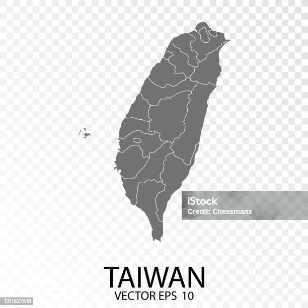 Transparent Grey Map Of Taiwan Stock Illustration - Download Image Now - Taiwan, Map, Vector