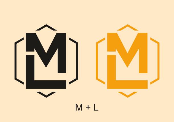 Black and yellow color of ML initial letter design Black and yellow color of ML initial letter design milliliter stock illustrations