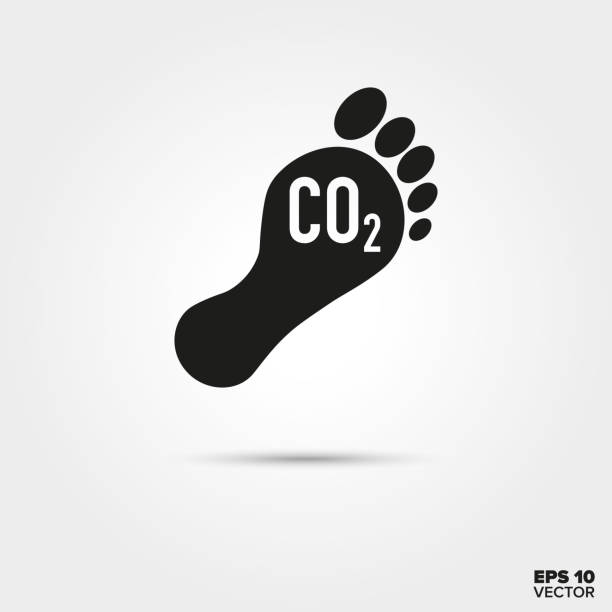 illustrazioni stock, clip art, cartoni animati e icone di tendenza di icona impronta di carbonio. simbolo di inquinamento. - emissioni di co2