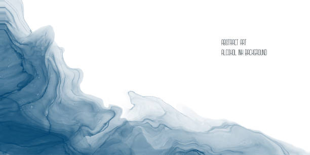 istock Abstract blue alcohol ink or watercolor background. Fluid painted vector art. Dye splash style. Isolated and editable backdrop with space for text 1311643887