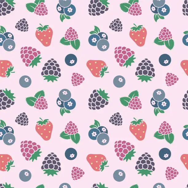 Vector illustration of Berry fruit seamless background vector