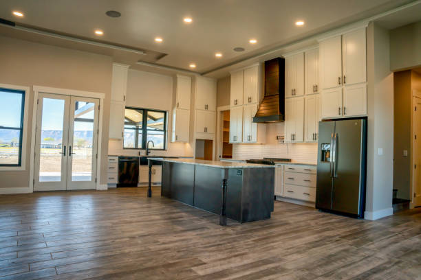 The Kitchen Interior Of A Newly Constructed Single Family Open Concept Home The Kitchen Interior Of A Newly Constructed Single Family Open Concept Home recessed light stock pictures, royalty-free photos & images
