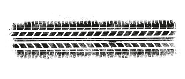 wektor ilustracja opony utwory z grunge effect na białym tle - tire track transportation track dirt stock illustrations