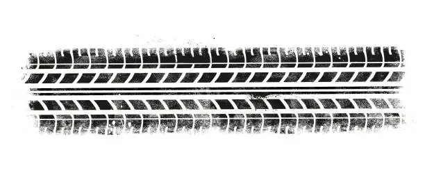 Vector illustration of Vector Illustration Tire Tracks With Grunge Effect On White Background