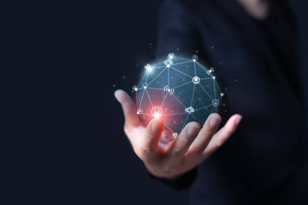 istock Hand holding virtual global connection with 5G technology. Global network connection and future technology concept. High-speed internet. Wireless system for internet of thing. 1311650168