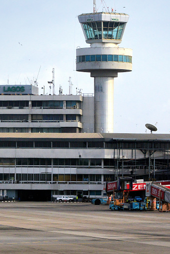 Naha, Japan - January 26, 2015 : Building exterior of Naha Airport International Terminal in Okinawa, Japan. The new international terminal opened in February 2014. 