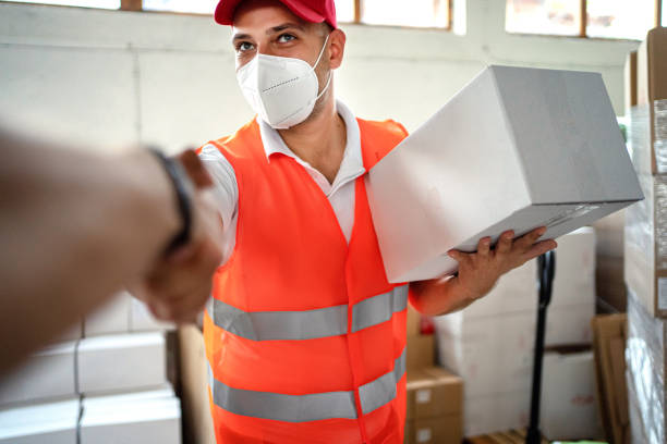 istock Deliverer guy in corona time. 1311654189