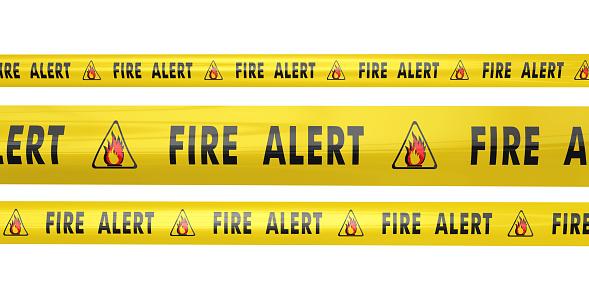 3d render Fire Alert Tape (isolated on white and clipping path)