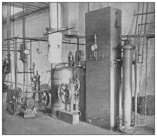 istock Antique black and white photograph: Production of 
