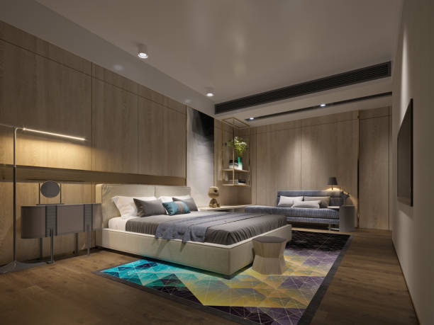 istock 3d render of luxury hotel suite room, bedroom 1311657231