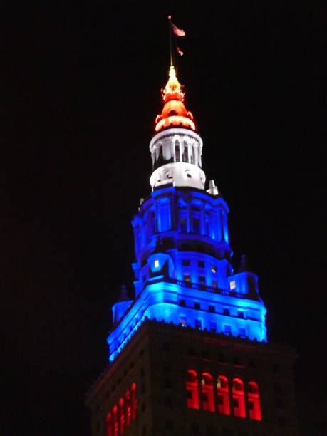 istock Lighted Terminal Tower building in Cleveland Ohio 1311657407