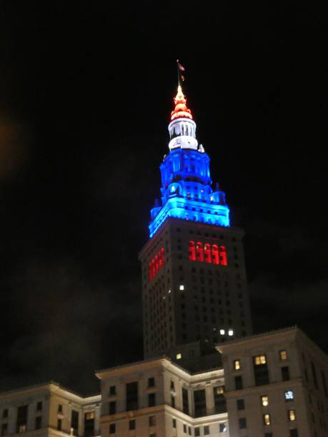 istock Lighted Terminal Tower building in Cleveland Ohio 1311657435