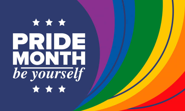 lgbtqia 驕傲月在 6 月。女同性戀雙性戀變性者。慶祝一年一度。lgbt 標誌。彩虹愛的概念。人權和容忍。海報、卡片、橫幅和背景。向量插圖 - pride month 幅插畫檔、美工圖案、卡通及圖標