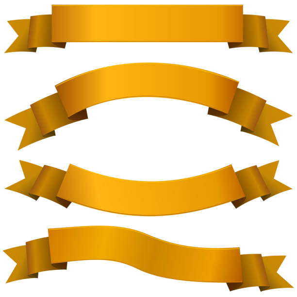 istock Collection of ribbons and banners in orange color 1311658263