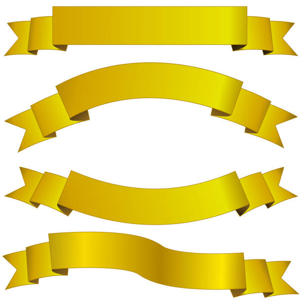 istock Collection of ribbons and banners in golden color 1311658625