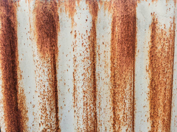 istock Texture of old rusty wavy metal sheet 1311660231