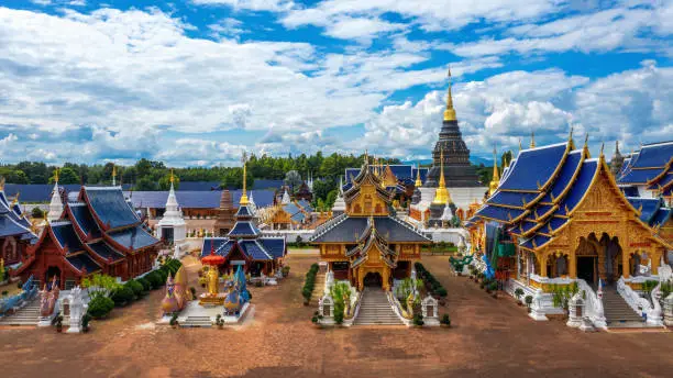 Photo of Aerial view of temple in Chiang mai, Thailand.