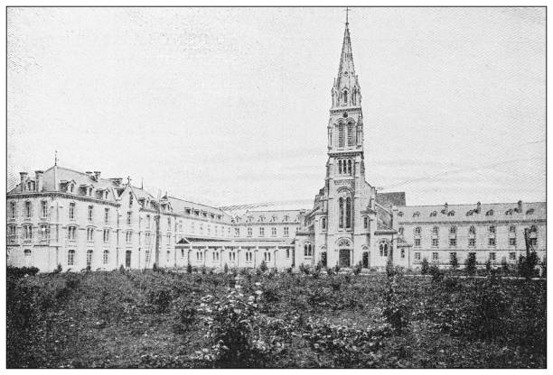istock Antique black and white photograph: La Trappe Abbey or La Grande Trappe 1311661704