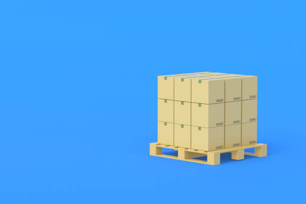 istock Boxes heap and on pallet. Freight transportation and logistic. Import, export of goods. Storage of cargo. International trade. Wholesale purchase, sale. Delivery company. 3d rendering 1311661728